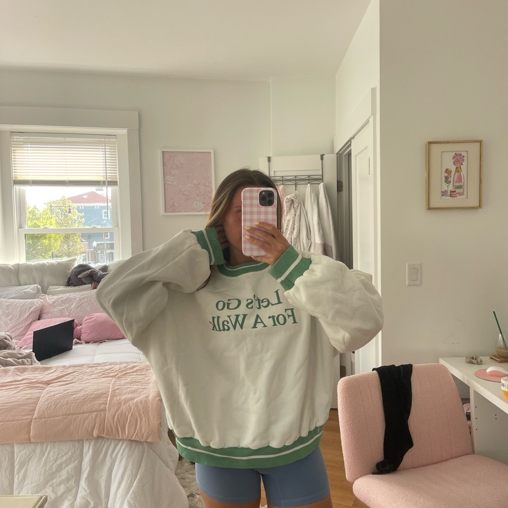 Green and White Women's Sweater